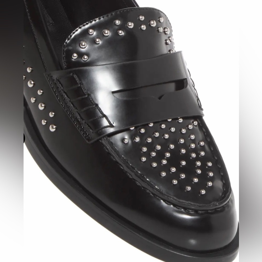Black Studded Loafers AQUA